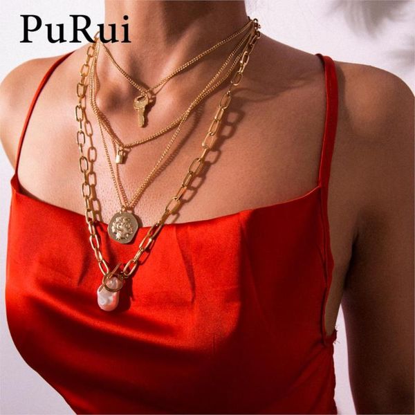 gold color layered necklace long chain necklace key lock pendant choker statement women simulation pearl jewelry, Silver
gold color layered necklace long chain necklace key lock pendant choker statement women simulation pearl jewelry, Silver