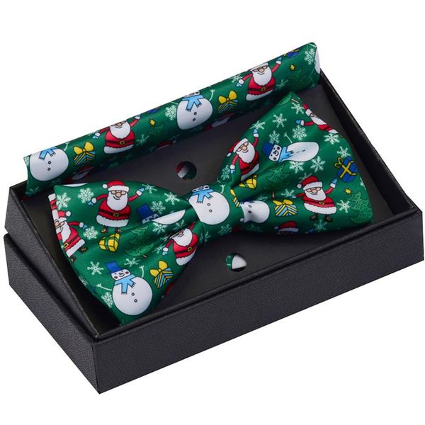 ricnais new fashion christmas bowtie pocket square set snowmen tree print silk hanky bow tie for men party ties with box gifts, Black;gray
ricnais new fashion christmas bowtie pocket square set snowmen tree print silk hanky bow tie for men party ties with box gifts, Black;gray