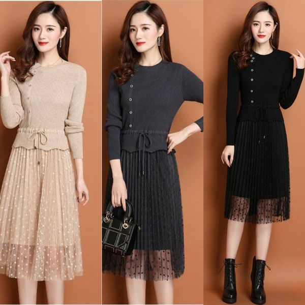 2020 autumn and winter new women's clothing korean slim mid-length lace long sleeve round neck knitted women's dress dressdress gi, Black;gray
2020 autumn and winter new women's clothing korean slim mid-length lace long sleeve round neck knitted women's dress dressdress gi, Black;gray
