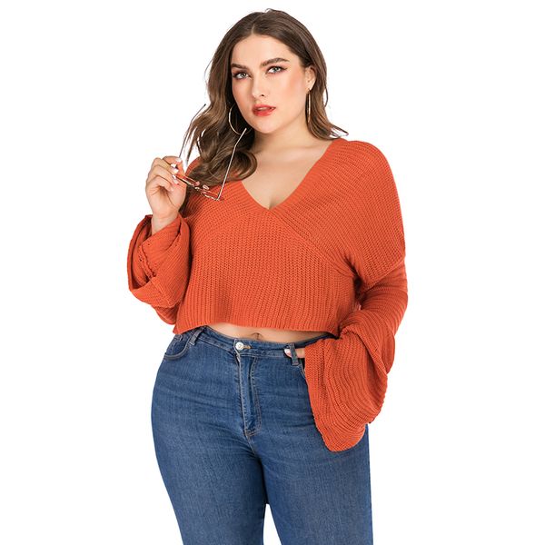 2020 new autumn clothing large size women's knitted loose casual v-neck sweater, White;black
2020 new autumn clothing large size women's knitted loose casual v-neck sweater, White;black