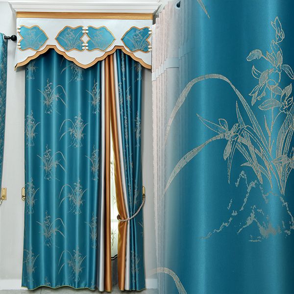 new chinese high precision artificial silk jacquard black silk shading blue chinese orchid curtains for living room bedroom
new chinese high precision artificial silk jacquard black silk shading blue chinese orchid curtains for living room bedroom