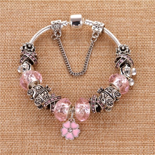 charm bracelets european style silver plated flower pendant pink crystal fashion cute elegant charms pand & bangles for women gift, Golden;silver
charm bracelets european style silver plated flower pendant pink crystal fashion cute elegant charms pand & bangles for women gift, Golden;silver