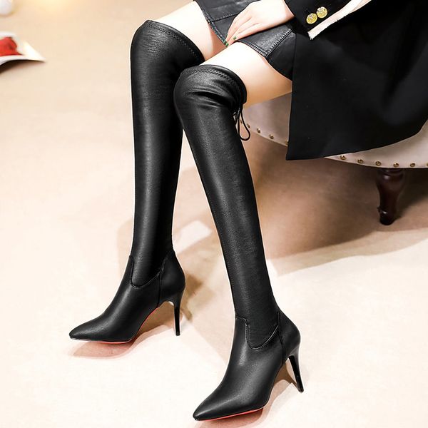 fashion black pu leather super high heels boots women stiletto pointed toe over the knee botas warm plush booties mujer
fashion black pu leather super high heels boots women stiletto pointed toe over the knee botas warm plush booties mujer