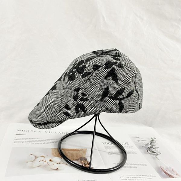 british forward hat women spring and autumn plaid beret fashion cap men, Blue;gray