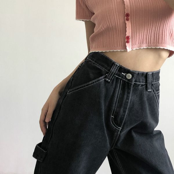 american style retro and versatile work clothes style high waist with thin and clear line design pocket loose straight tube jean, Blue
american style retro and versatile work clothes style high waist with thin and clear line design pocket loose straight tube jean, Blue
