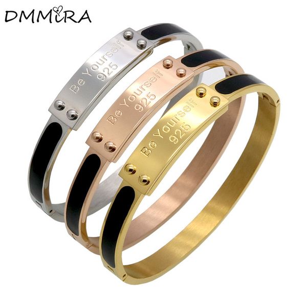 fashion women men black drop glue color rose gold titanium steel buckle open be yourself bracelet bangles pulseiras jewelry
fashion women men black drop glue color rose gold titanium steel buckle open be yourself bracelet bangles pulseiras jewelry