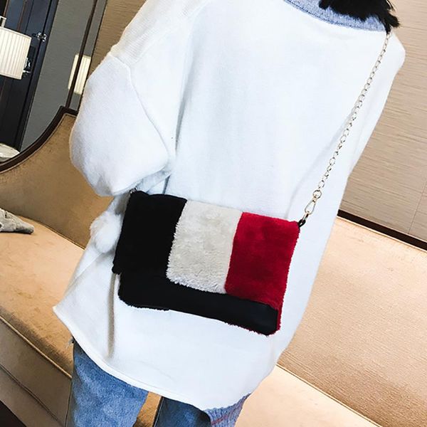 panelled color matching plush shoulder bag lady chain handbag autumn and winter wild zipper bag fashion lovely design bags
panelled color matching plush shoulder bag lady chain handbag autumn and winter wild zipper bag fashion lovely design bags