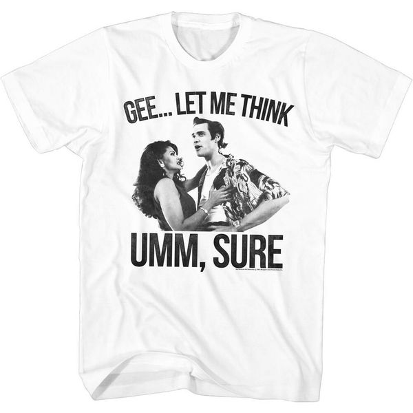 ace ventura tall t-shirt pet detective let me think umm sure white tee t-shirt short sleeve tee