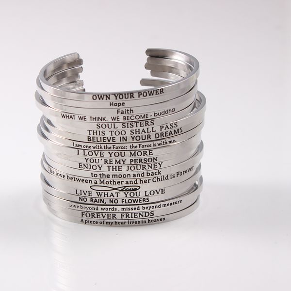 bangle est stainless steel engraved positive inspirational quote hand stamped cuff mantra bracelet bangles for man women gifts, Black
bangle est stainless steel engraved positive inspirational quote hand stamped cuff mantra bracelet bangles for man women gifts, Black
