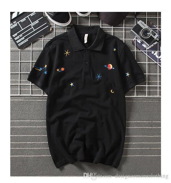 lapel neck stars print mens summer teenagers casual tees black embroidery mens designer polos loose, White;black
lapel neck stars print mens summer teenagers casual tees black embroidery mens designer polos loose, White;black