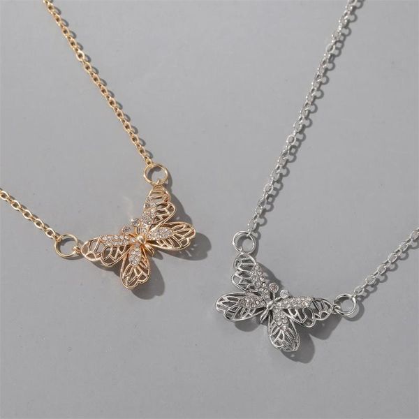 inlaid rhinestone hollow metal small butterfly pendant clavicle chain necklace girl gift trend women's party neck chain jewelry, Silver
inlaid rhinestone hollow metal small butterfly pendant clavicle chain necklace girl gift trend women's party neck chain jewelry, Silver