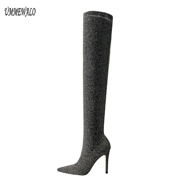 boots ummewalo pointed toe slim thigh high women sequined design fashion heel elastic winter ladies shoes, Black
boots ummewalo pointed toe slim thigh high women sequined design fashion heel elastic winter ladies shoes, Black