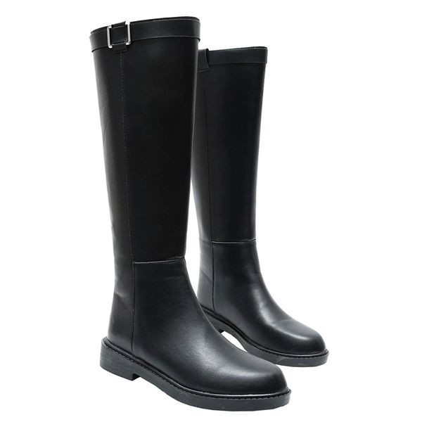 winter leather women knee high boots low heels platform ladies shoes zipper buckle strap vintage riding boots zapatos mujer, Black
winter leather women knee high boots low heels platform ladies shoes zipper buckle strap vintage riding boots zapatos mujer, Black
