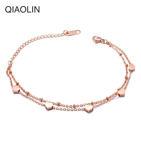link, chain fashion cute double strand love rose gold color bracelets trendy stainless steel heart bracelet delicate jewelry, Black
link, chain fashion cute double strand love rose gold color bracelets trendy stainless steel heart bracelet delicate jewelry, Black