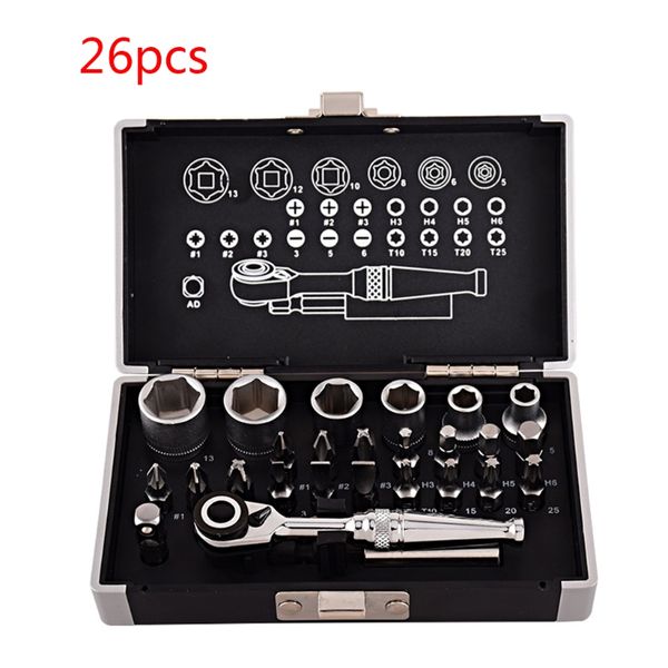 26pcs mini ratchet wrench socket bits 1/4'' drive spanner kit tools for bicycle repairing
26pcs mini ratchet wrench socket bits 1/4'' drive spanner kit tools for bicycle repairing