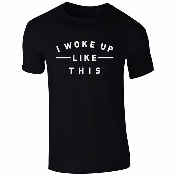 2019 summer style fashion teen male short sleeve pattern o-neck hipster t-shirt i woke up like this casual t shirt
