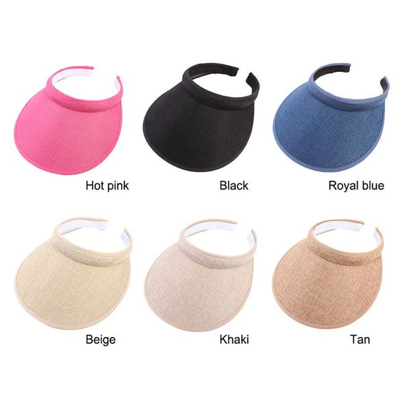 women men clip-on uv protection sun visor hat faux linen plaid weave empty open solid color wide brim adjustable beach cap, Blue;gray
women men clip-on uv protection sun visor hat faux linen plaid weave empty open solid color wide brim adjustable beach cap, Blue;gray