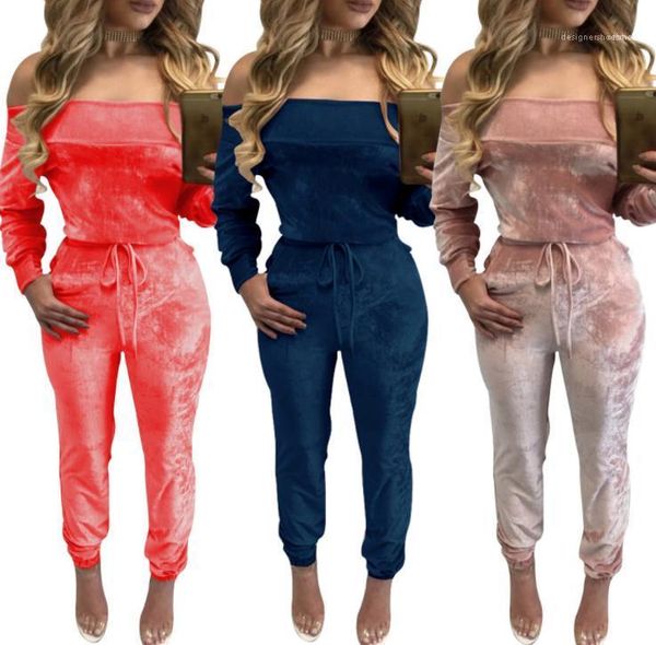 shoulder womens jumpsuits designer velvet solid color casual apparel women fashion rompers off, Black;white
shoulder womens jumpsuits designer velvet solid color casual apparel women fashion rompers off, Black;white