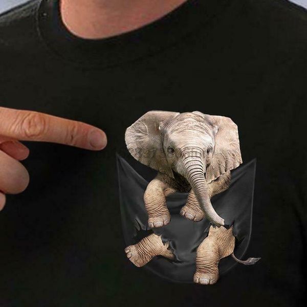 cute baby elephant inside pocket t shirt black cotton men s-6xl us supplier