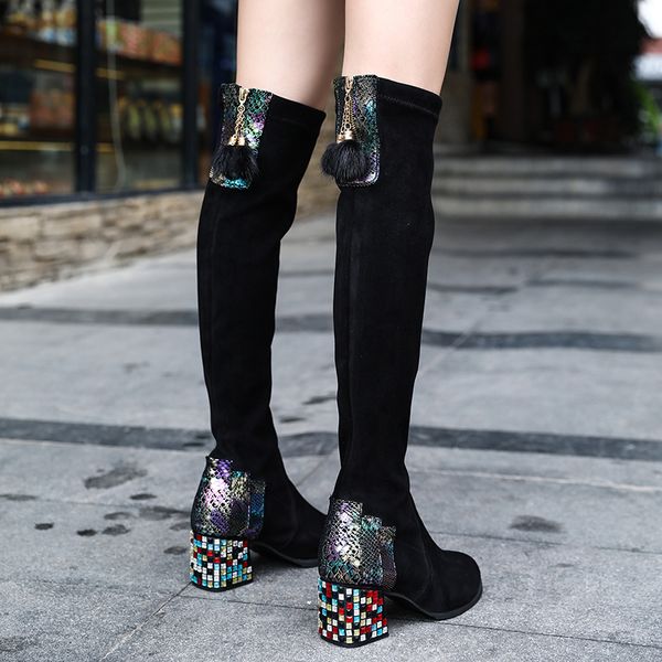 round toe suede high boots comfortable rubber over the knee boots lace-up square heels botas botas mujer shoes woman 2020, Black
round toe suede high boots comfortable rubber over the knee boots lace-up square heels botas botas mujer shoes woman 2020, Black