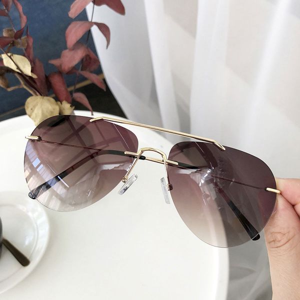 sunglasses brown ladies luxury designer fashion shades pilot rimless for women 2021 summer trendy eyewear, White;black
sunglasses brown ladies luxury designer fashion shades pilot rimless for women 2021 summer trendy eyewear, White;black