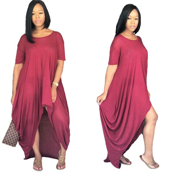 women crew neck short sleeve pure color dresses casual ladies holidays dresses summer female hi lo dress, Black;gray
women crew neck short sleeve pure color dresses casual ladies holidays dresses summer female hi lo dress, Black;gray