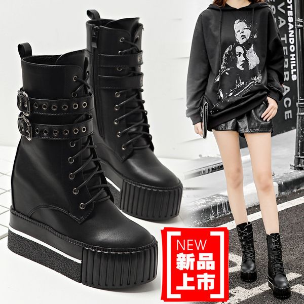 fall/winter new internal height buckle short boots fashion thick bottom muffin high heel martins boots, Black
fall/winter new internal height buckle short boots fashion thick bottom muffin high heel martins boots, Black