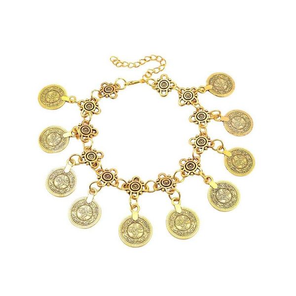 vintage women bracelet carved coin charm adjustable chain bracelet bangle jewelry gift woman's accesories, Golden;silver
vintage women bracelet carved coin charm adjustable chain bracelet bangle jewelry gift woman's accesories, Golden;silver