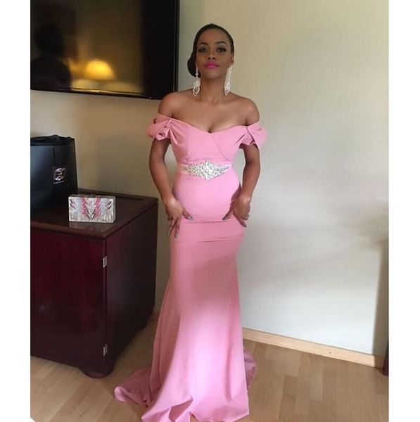 pink long prom dresses with beading sash off the shoulder mermaid satin women evening dress vestidos african girl formal gown, Black
pink long prom dresses with beading sash off the shoulder mermaid satin women evening dress vestidos african girl formal gown, Black