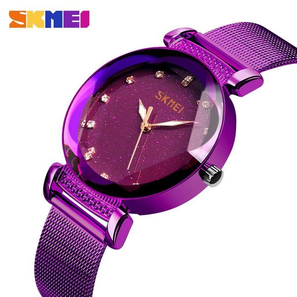 

skmei fashion women watches stainless steel strap quartz ladies wrist watch 3bar waterproof clock relogio feminino, Slivery;brown