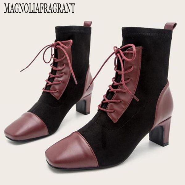 2020 new winter women's boots mixed colors lace up women's boots square head thick high heels short for women ay64, Black
2020 new winter women's boots mixed colors lace up women's boots square head thick high heels short for women ay64, Black
