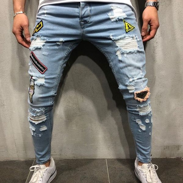 2020 cross border fashion brand men's straight tube perforated men's light blue jeans slim wholesale
2020 cross border fashion brand men's straight tube perforated men's light blue jeans slim wholesale