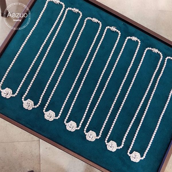 aazuo 18k white gold real diamonds 2.40ct super luxury rose flower necklace 37cm gifted for women wedding link chain au750, Silver
aazuo 18k white gold real diamonds 2.40ct super luxury rose flower necklace 37cm gifted for women wedding link chain au750, Silver