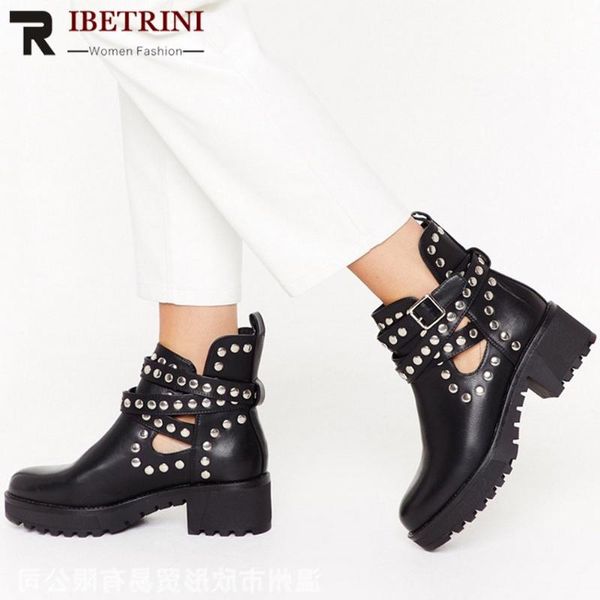 ribetrini brand women platform buckel rivet fashion ankle shoes women square heel motocycle boots designer boots, Black
ribetrini brand women platform buckel rivet fashion ankle shoes women square heel motocycle boots designer boots, Black