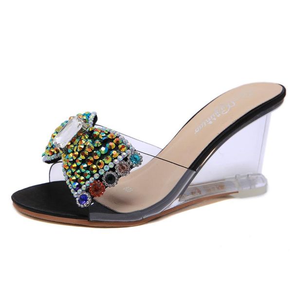slippers 2021 pvc jelly shoes women crystal bow-knot open toed wedges transparent heel sandals, Black
slippers 2021 pvc jelly shoes women crystal bow-knot open toed wedges transparent heel sandals, Black