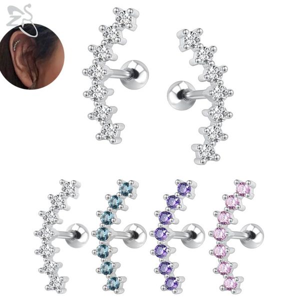 stud zs curve design cubic zirconia earrings 316l stainless stee ear cartilage tragus piercing earring jewelry women, Golden;silver
stud zs curve design cubic zirconia earrings 316l stainless stee ear cartilage tragus piercing earring jewelry women, Golden;silver
