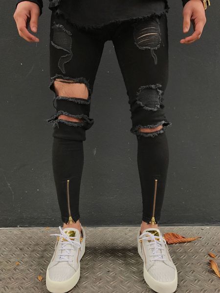 men's jeans mens high street hole zipper design slim stretch long denim balck hip hop pants pencil for male, Blue
men's jeans mens high street hole zipper design slim stretch long denim balck hip hop pants pencil for male, Blue