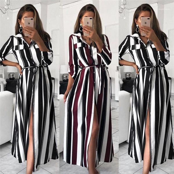 fashion irregular split single breasted womens designer shirt dresses casual females clothing colorful stripe print womens casual dresses, Black;gray
fashion irregular split single breasted womens designer shirt dresses casual females clothing colorful stripe print womens casual dresses, Black;gray