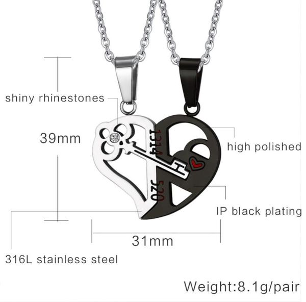titanium stainless steel heart shape puzzle love 1314 key couple pendant engagement necklace for lovers, Silver
titanium stainless steel heart shape puzzle love 1314 key couple pendant engagement necklace for lovers, Silver