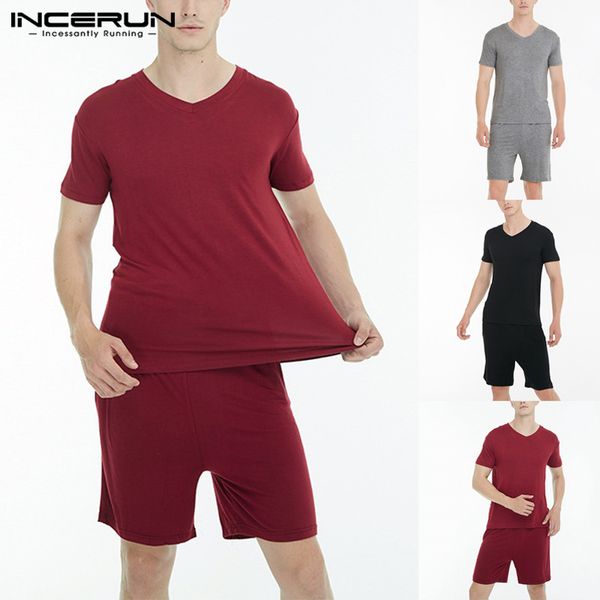 incerun summer men pajamas sets homewear casual solid short sleeve sleepwear v neck & shorts breathable mens nightwear sets, Black;brown
incerun summer men pajamas sets homewear casual solid short sleeve sleepwear v neck & shorts breathable mens nightwear sets, Black;brown