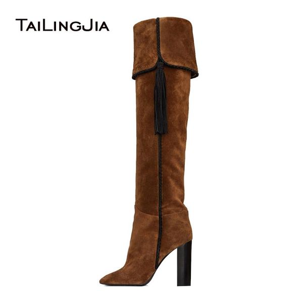 brown suede pointy toe high heel tassel fold slouch boots chunky heel slip on fringe knee high boots ladies winter shoes 2020, Black
brown suede pointy toe high heel tassel fold slouch boots chunky heel slip on fringe knee high boots ladies winter shoes 2020, Black