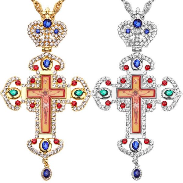 pendant necklaces orthodox crucifix necklace jesus cross pendants full rhinestones crown religious holy for priests church, Silver
pendant necklaces orthodox crucifix necklace jesus cross pendants full rhinestones crown religious holy for priests church, Silver