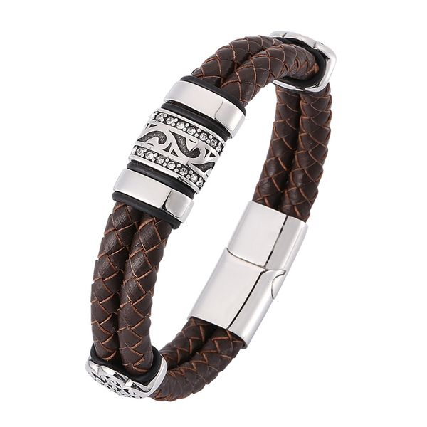 Vintage Men Jewelry Brown Double Braided Leather Bracelet Men S.Steel Punk Leather Bangle Accessories Gift C0377, Golden;silver
Vintage Men Jewelry Brown Double Braided Leather Bracelet Men S.Steel Punk Leather Bangle Accessories Gift C0377, Golden;silver