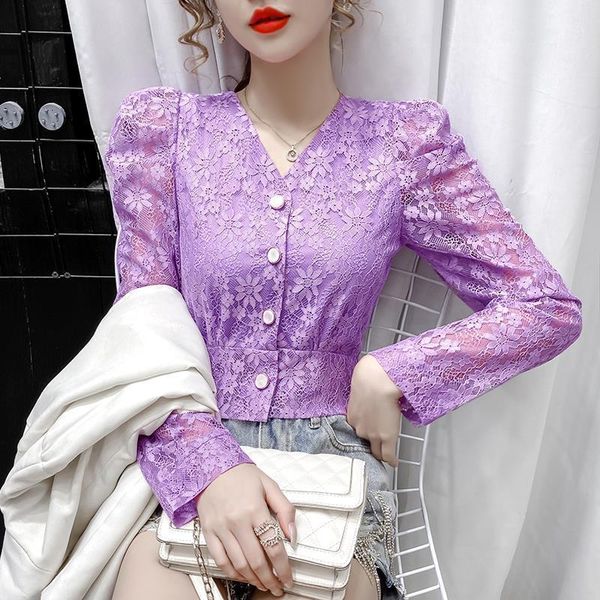 women's blouses & shirts spring autumn style lace shirt button v-neck solid color hollow out long sleeve korean casual df3922, White
women's blouses & shirts spring autumn style lace shirt button v-neck solid color hollow out long sleeve korean casual df3922, White