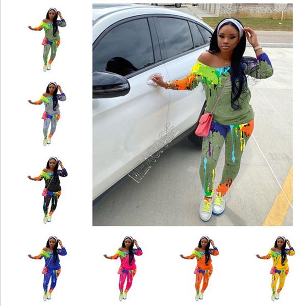 women tracksuit fashion splash ink print diagonal shoulder long sleeve t shirt sweater pants leggings two pieces outfits sweatsuit d91601, Gray
women tracksuit fashion splash ink print diagonal shoulder long sleeve t shirt sweater pants leggings two pieces outfits sweatsuit d91601, Gray