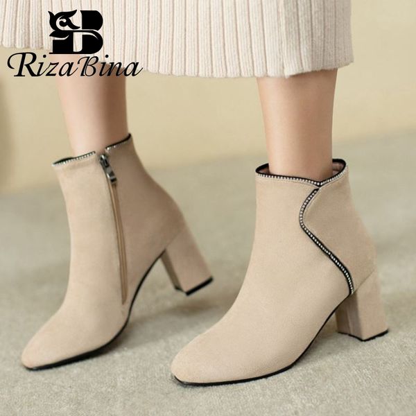 boots rizabina fashion ankle round toe thick heel zipper flock classic shoes solid rhinestone ladies footwear size 33-43, Black
boots rizabina fashion ankle round toe thick heel zipper flock classic shoes solid rhinestone ladies footwear size 33-43, Black
