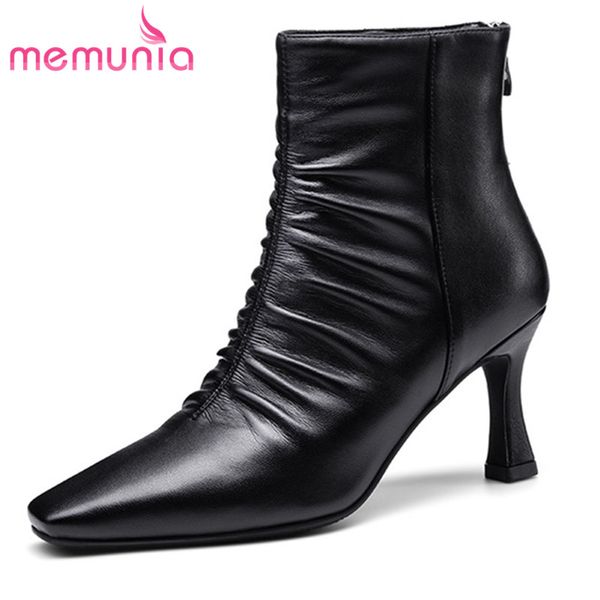 memunia 2020 genuine leather ankle boots women square toe pleated high heel party dress shoes ladies black
memunia 2020 genuine leather ankle boots women square toe pleated high heel party dress shoes ladies black