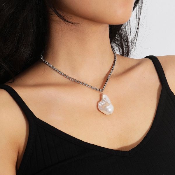 ae-canfly punk pearl pendant choker necklace women wedding baroque big beaded crystal rhinestone long chain necklaces jewelry, Silver
ae-canfly punk pearl pendant choker necklace women wedding baroque big beaded crystal rhinestone long chain necklaces jewelry, Silver