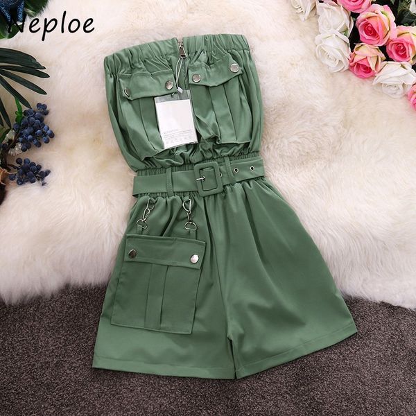 women's jumpsuits & rompers neploe summer jumpsuit zip strapless bodysuit female off shoulder pocket overalls playsuits belt shorts 202, Black;white
women's jumpsuits & rompers neploe summer jumpsuit zip strapless bodysuit female off shoulder pocket overalls playsuits belt shorts 202, Black;white