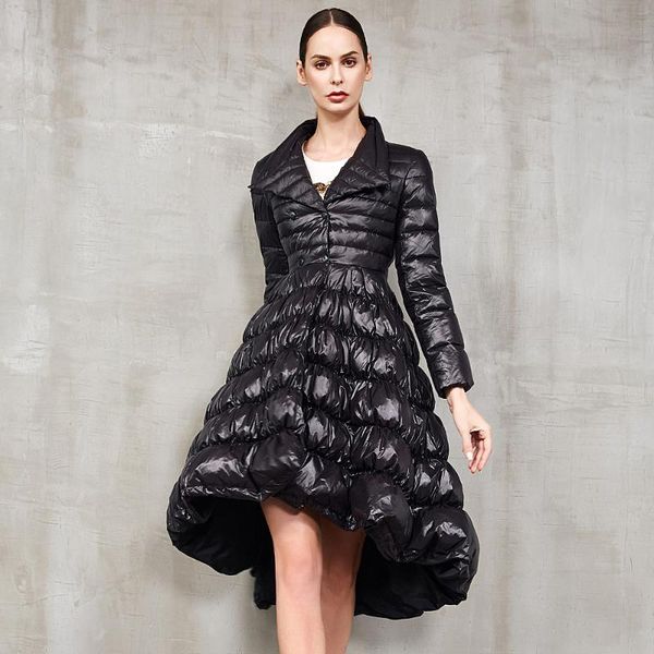 women's down & parkas evaom winter jacket original ladies temperament big skirt short front and long back, Black
women's down & parkas evaom winter jacket original ladies temperament big skirt short front and long back, Black